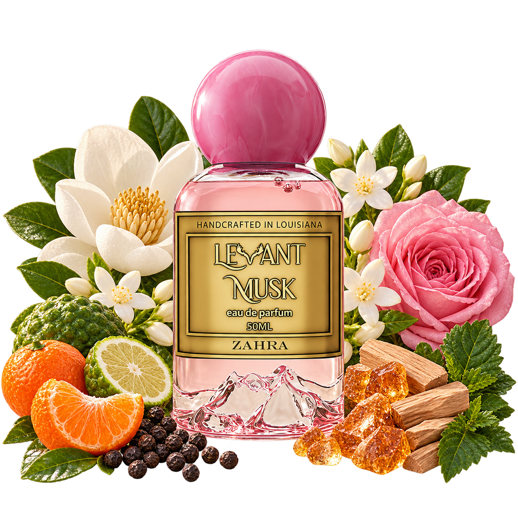 ZAHRA by Levant Musk bottle with notes cutout