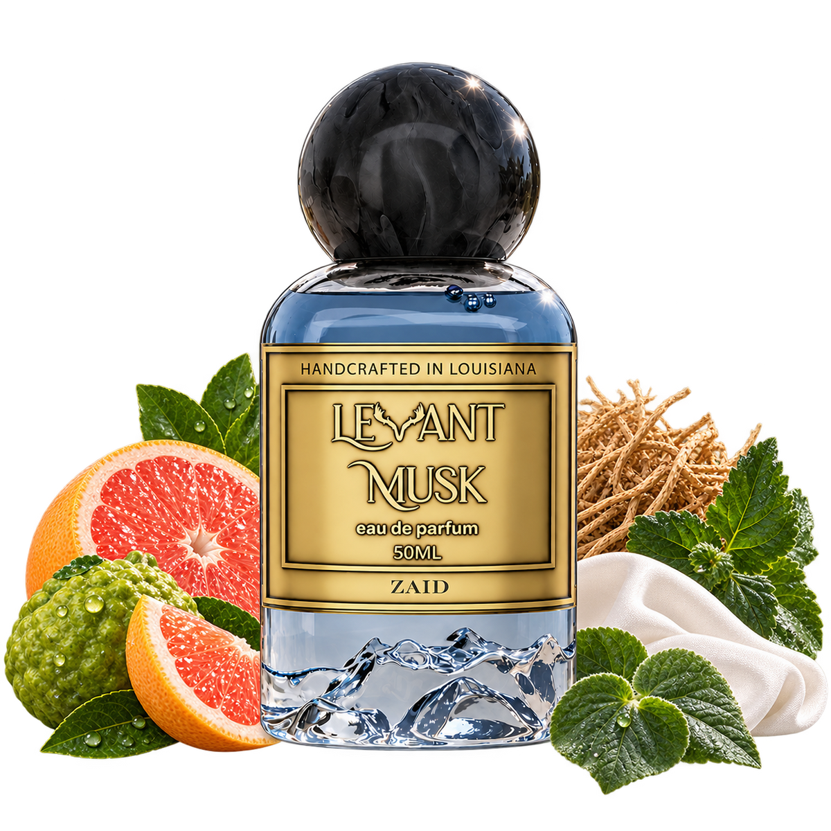 ZAID by Levant Musk bottle with notes cutout
