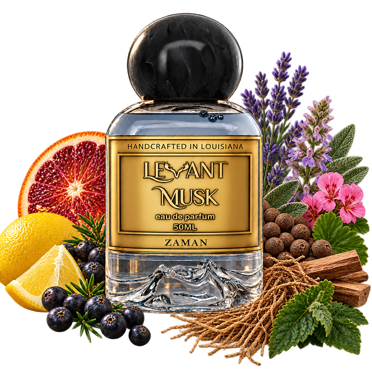 ZAMAN by Levant Musk bottle with notes cutout
