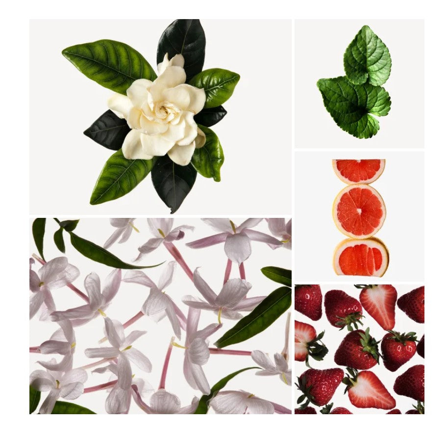 Dana fragrance styled with notes of wild strawberry, violet, and musk