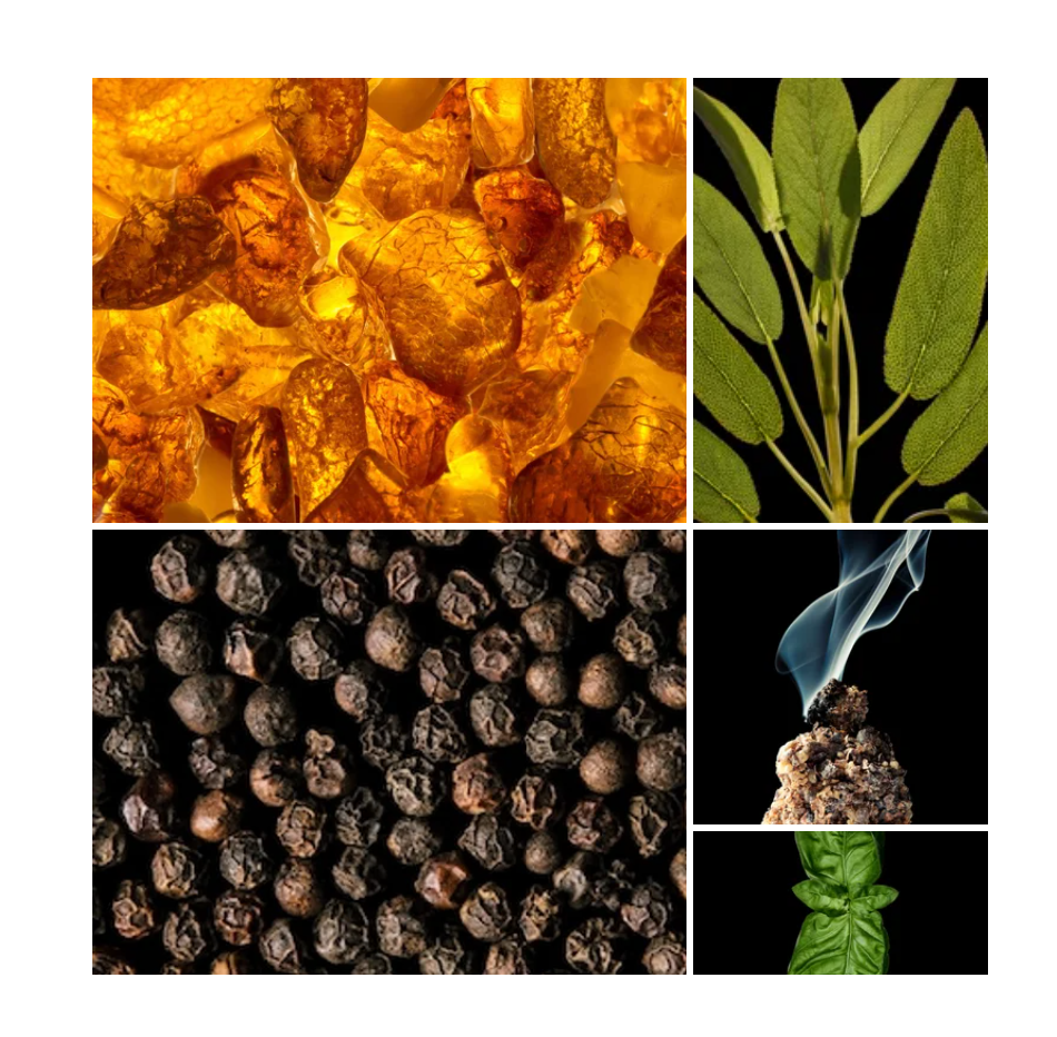 Naji fragrance styled with notes of black pepper, dates, and amber