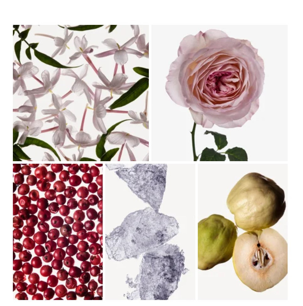 Warda fragrance styled with notes of quince, hyacinth, and musk